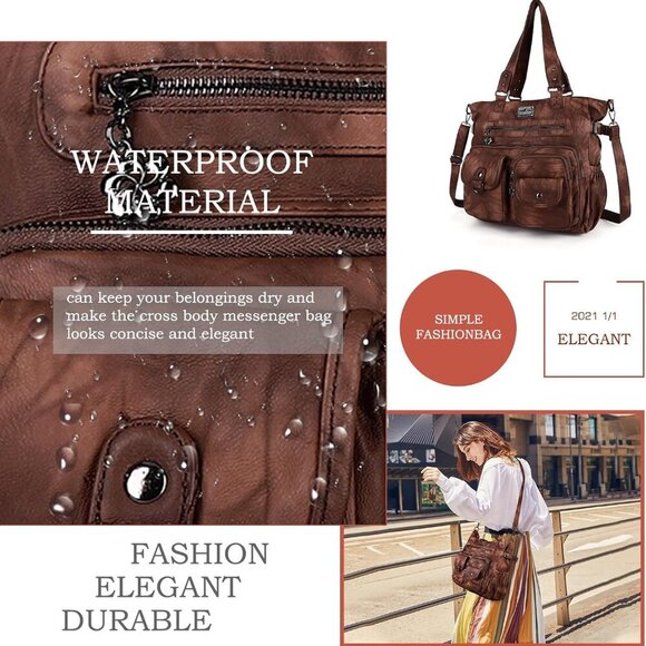 Purses and Handbag for Women Soft PU Leather Shoulder Handbag Women Tote Satchel - Picture 5 of 7